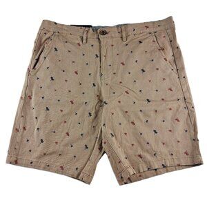 Jachs New York Bleecker Chino Shorts Men's Size 30 Dark Khaki Palm Trees Twill